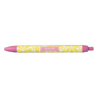 Bright Yellow Lemon Slices Personalised Name Pen