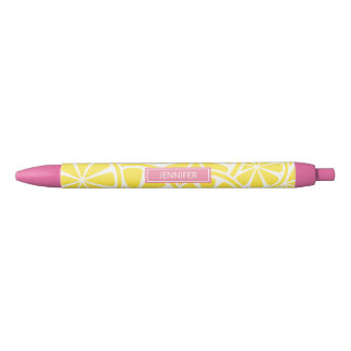 Bright Yellow Lemon Slices Personalised Name Pen