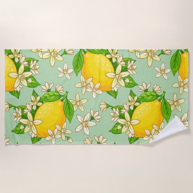 bright yellow lemons beach towel (Front)