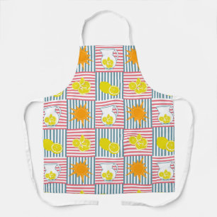 Bright yellow lemons, orange sun, summer pitchers apron