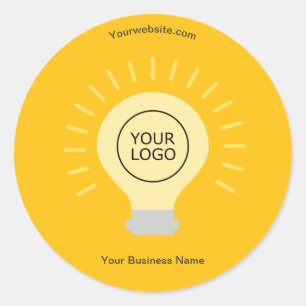 Bright Yellow Light Bulb Your Logo Business Classic Round Sticker