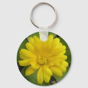 Bright Yellow Marigold Keychain