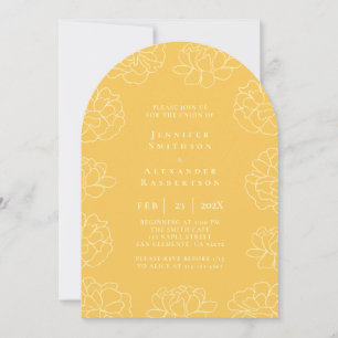 Bright Yellow Minimal Botanical Wedding Invitation