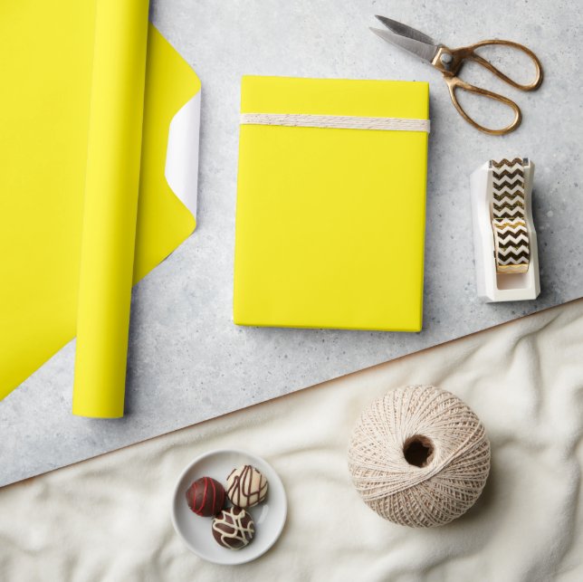 Bright Yellow Minimal Wrapping Paper Roll (Crafts)