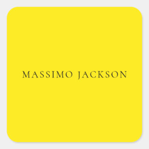 Bright Yellow Minimalist Plain Modern Aesthetic Square Sticker