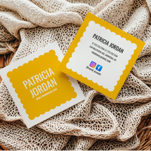 Bright Yellow modern Wave Simple Social Media Icon Square Business Card