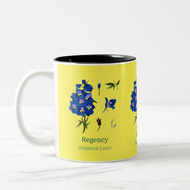 Bright yellow mug bluebonnets Regency Romance  (Left)