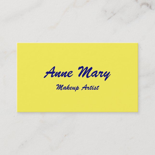 Bright Yellow Navy Blue Makeup Artist Beauty Salon Business Card (Front)
