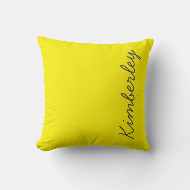 Bright Yellow Neon Monogram Trendy Fashion Colours Cushion (Front)