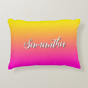 Bright Yellow Neon Pink Gradient Decorative Cushion