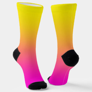 Bright Yellow Neon Pink Gradient Socks