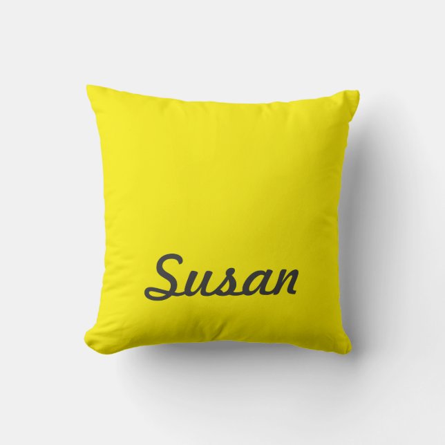 Bright Yellow Neon Trendy Monogram Cushion (Front)