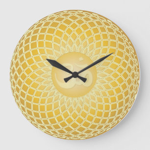Bright Yellow Om Symbol Large Clock