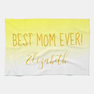 Bright Yellow Ombre Best Mum Ever Tea Towel
