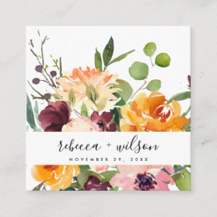 BRIGHT YELLOW ORANGE FLORA BUNCH WEDDING WEBSITE SQUARE BUSINESS CARD