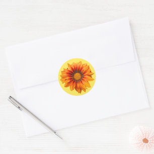 Bright Yellow Orange Gradient Flower Cutout Classic Round Sticker