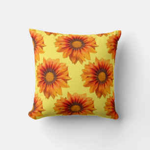 Bright Yellow Orange Gradient Flower Cutout Cushion