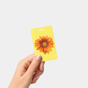 Bright Yellow Orange Gradient Flower Cutout ID Badge