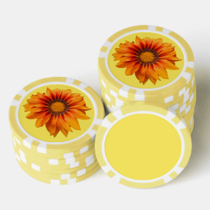 Bright Yellow Orange Gradient Flower Cutout Poker Chips