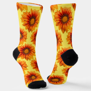 Bright Yellow Orange Gradient Flower Cutout Socks