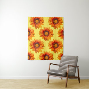 Bright Yellow Orange Gradient Flower Cutout Tapestry