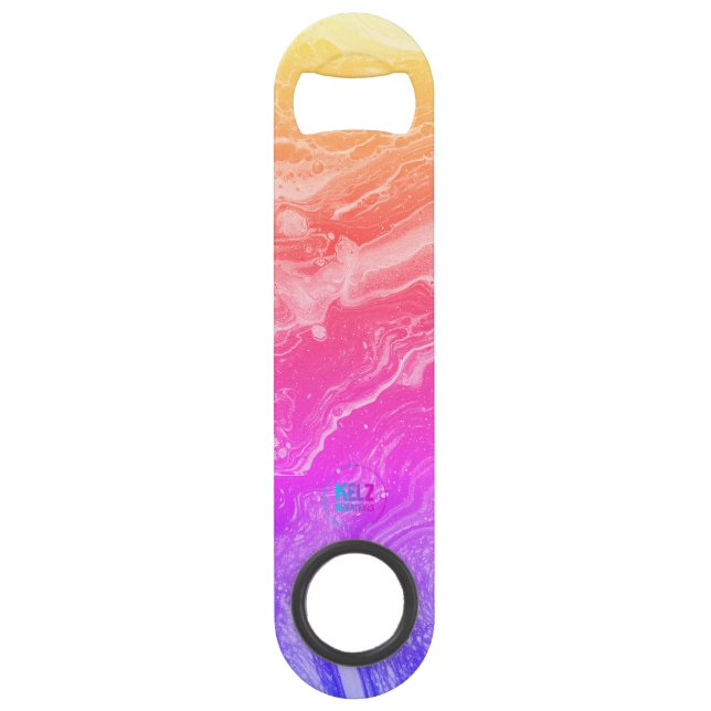 Bright Yellow Orange Pink Purple Bottle Opener (Front)