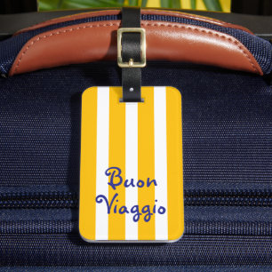 Bright Yellow Orange Stripes Buon Viaggio Luggage Tag