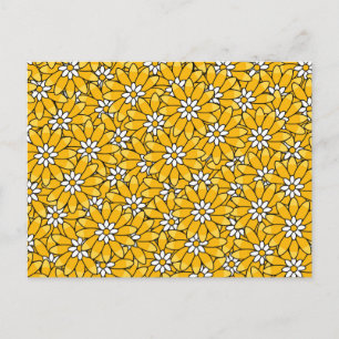 Bright Yellow Overlapping Floral Pattern Postcard