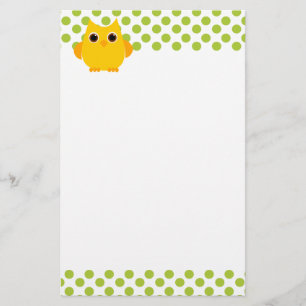 Bright Yellow Owl Stationery