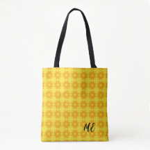 bright yellow patterned customisable tote bag