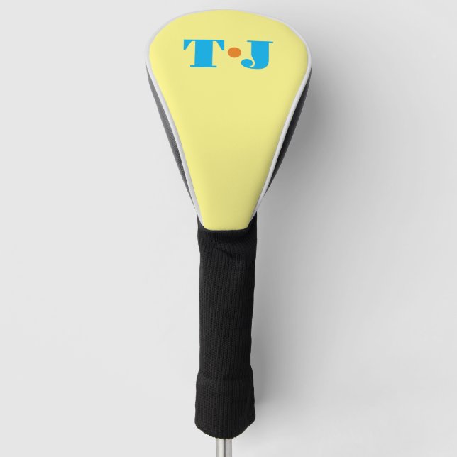 Bright Yellow Personalised Monogrammed Golf Head Cover (Front)
