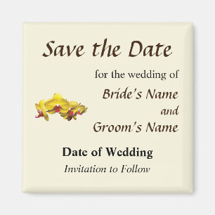 Bright Yellow Phalaenopsis Orchids Save the Date Magnet