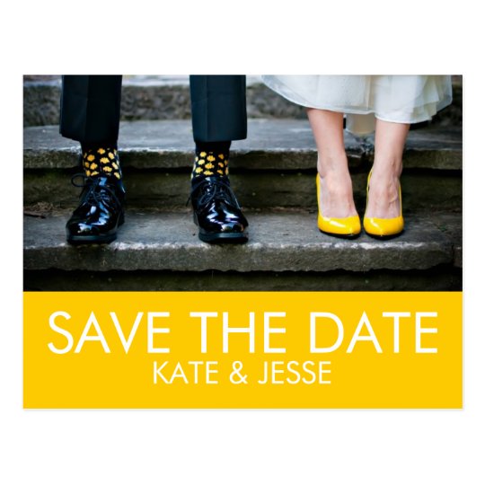 Bright Yellow Photo Save the Date Postcard