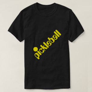 Bright Yellow Pickleball Slant Text On Bold Black T-Shirt
