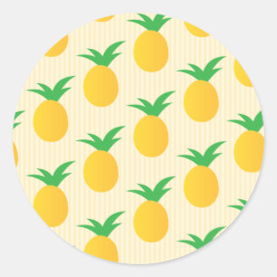 Bright Yellow Pineapple Pattern Classic Round Sticker