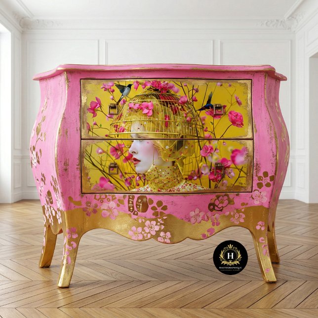 Bright Yellow Pink Floral Birdcage Hat Decoupage Tissue Paper (Creator Uploaded)