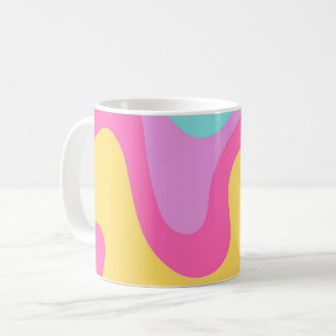 Bright Yellow Pink Lavender Mint Abstract Coffee Mug