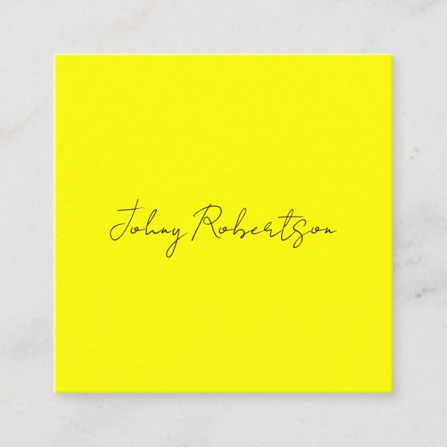 Bright Yellow Plain Elegant Professional Modern Enclosure Card (Front)