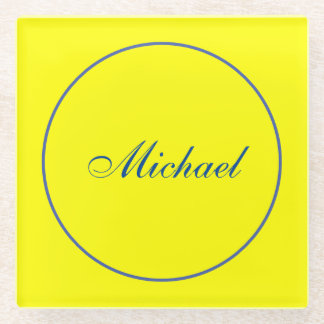 Bright Yellow Plain Elegant Professional Modern Glass Coaster