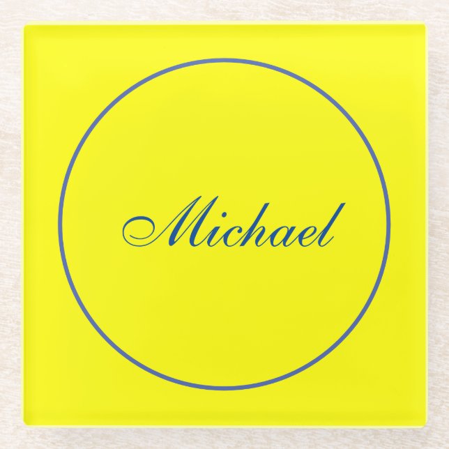 Bright Yellow Plain Elegant Professional Modern Glass Coaster (Front)