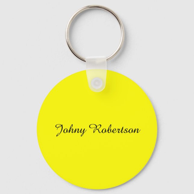 Bright Yellow Plain Elegant Professional Modern Key Ring (Front)