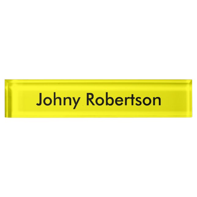 Bright Yellow Plain Elegant Professional Modern Nameplate (Front)