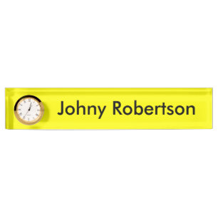 Bright Yellow Plain Elegant Professional Modern Nameplate
