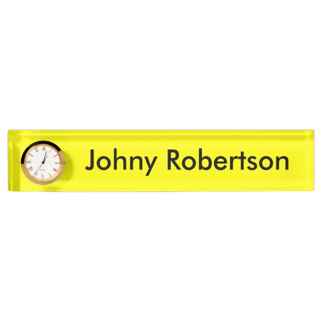 Bright Yellow Plain Elegant Professional Modern Nameplate (Front)