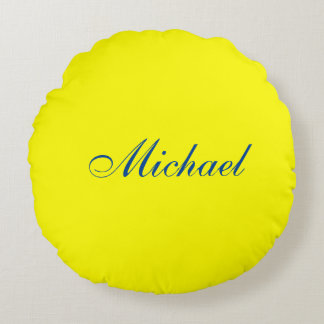 Bright Yellow Plain Elegant Professional Modern Round Cushion