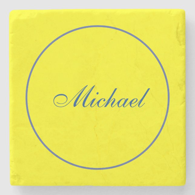 Bright Yellow Plain Elegant Professional Modern Stone Coaster (Front)