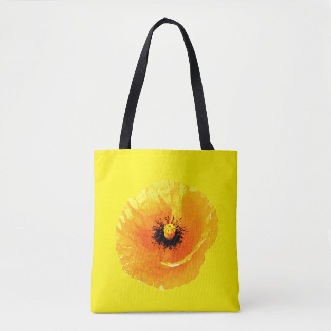 Bright Yellow Poppy Flower Floral Abstract Wedding Tote Bag (Front)
