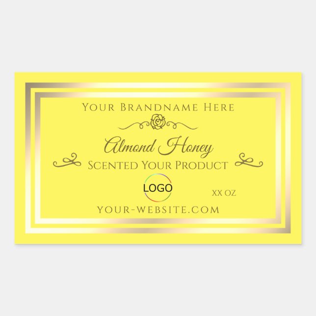 Bright Yellow Product Label Gold Frame with Logo (Front)