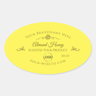 Bright Yellow Product Label Gold Frame with Logo