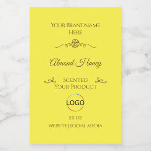 Bright Yellow Product Label Gold Frame with Logo